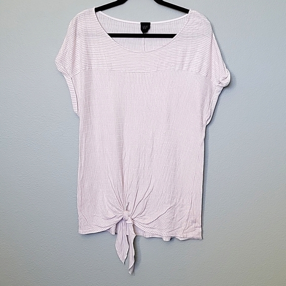 W5 gold striped short sleeve top large - Picture 1 of 7